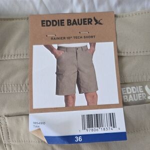 Eddie Bauer Tan Rainier 10" Tech Shorts